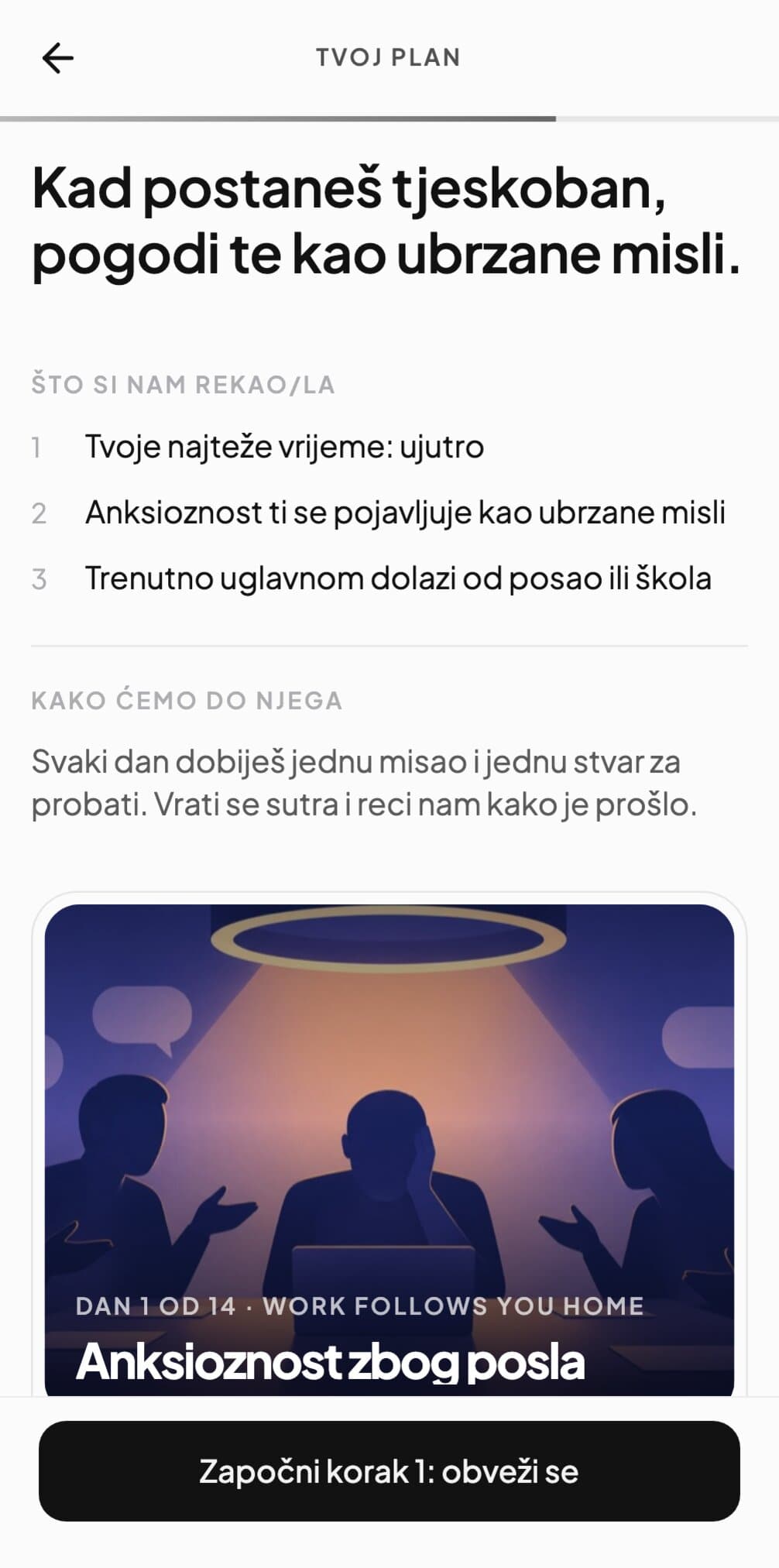 Andyjev plan napisan iz odgovora jedne osobe, s ciljem za 14. dan