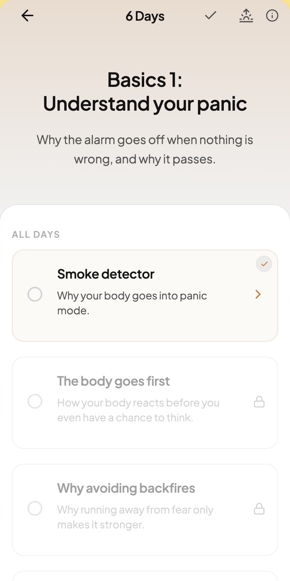 Basics 1: Understand your panic, a guide in Andy with its list of days