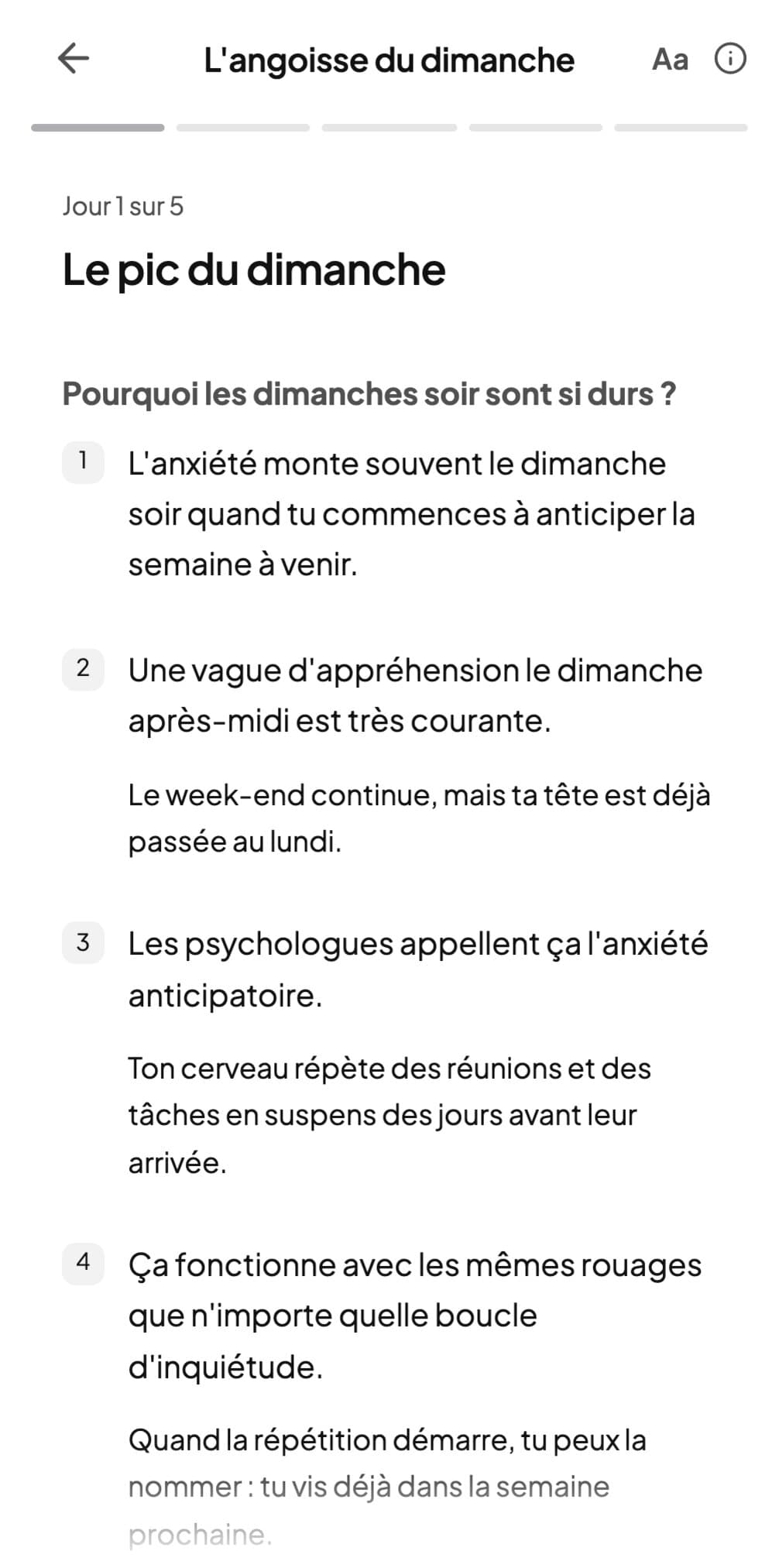 Jour 1 sur 5 du parcours L'angoisse du dimanche dans Andy : Le pic du dimanche